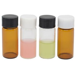 Flacone vuoto per fiale di vetro da 3 ml e 5 ml con tappo a vite bianco o nero, tubo di vetro trasparente e tubolare marrone per uso liquido Bottiglie di reagente