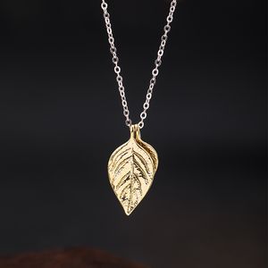 VLA 925 Silver Fashion Design Basil Leaf Necklace Women 2021 New Simple Temperament Leaf Necklace Jewelry Accessories Q0531