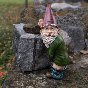 Resin Naughty Garden Gnome Statue Christmas Dress Up DIY Garden Decoration Resin Gnome Decor Christmas Gift 201203