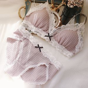 SP&CITY New Vintage Lace Bra Sets Women Sexy Seamless Luxury Fairy Bralette Chest Tops Sense Underwear Wire Free Lingerie Set Y200708