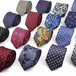 Super Soft Imitation Silk Polyester Necktie For Men Business Meeting Gravatas Men's Formal 7cm Slim Fashion Paisley Printing Tie Y1229
