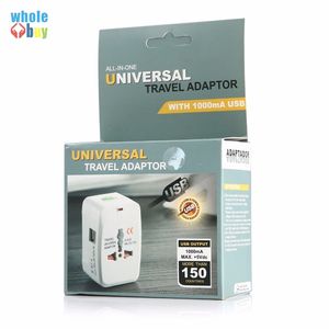 All in One Adattatore per presa internazionale globale universale 2 Porta USB Adattatore per caricabatterie CA da viaggio mondiale con AU US UK EU Plug 50 pezzi