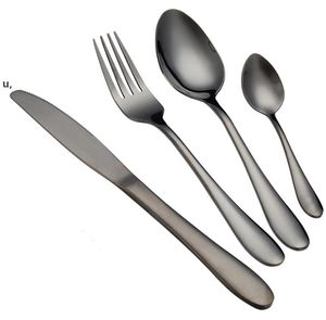 Set di posate in acciaio inossidabile oro Cucchiaio forchetta Coltello Cucchiaini da tè Set di stoviglie Utensile da bar da cucina 4 stile RRD12865