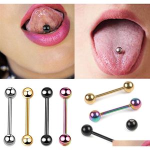 10 datorer/Lot Tongue Piercing 316L Surgical Steel Industrial Barbell Tongue Lip Stur Bar Tragus Brosk örhänge Kroppsmycken N9XF2