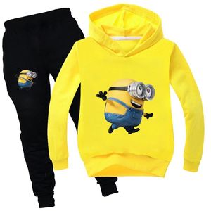 Fall Winter Halloween Outfits for Girls Minions Kawaii Children Clothing Set Cotton Christmas Thanksgiving Boys Clothes 201127