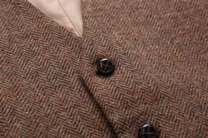 Country Farm Wedding Brown Tweed Groom Vests HerringBone Wool Slim Fit Wedding Vest Men Suit Goomsmen Vests Wedding Suit justerad 2499