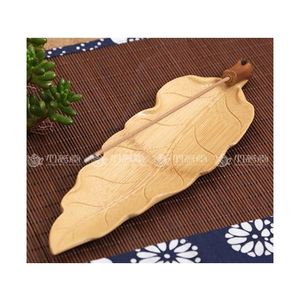 Wholesale- Chinese Wood Incense Burner Handmade Unique Incense Holders Leaves Shape House Decoration Living Room Censer Gift Vqna2