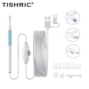 TISHRIC AN101 USB per pulizia dell'orecchio per smartphone Endoscopio videoscopio da 5,5 mm 0,3 MP per PC Androdi tipo c
