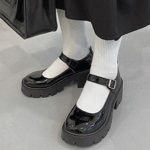 Dress Shoes Lolita On Heels Women Platform Waterproof Pu Leather Casual Women'S 2022 Retro Kawaii Jane Pumps Zapatos Mujer