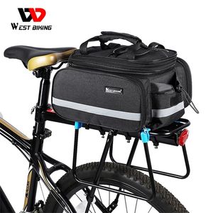 West Biking Bicycle 3 in 1 Borsa per Trunk Road Mountain Bike Cycling Double Side Read Rack Bagaglio Sedile posteriore Pannier Pack 220222