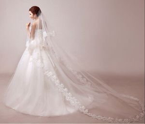 11007 Available In Stock Custom Made Bridal Veils Two-layer Lace Applique Edge Foreign Trade Veil for Wedding Party