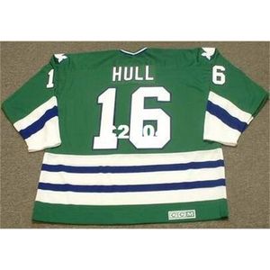 Homens # 16 Bobby Hull Hartford Whalers 1979 CCM Vintage Retro Home Hockey Jersey ou Personalizado Qualquer nome ou Número Retro Jersey
