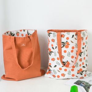 Brand New Mulheres Frutas Shopping Shoppper Tote Saco de Ombro Beach Beach Bolsa Bolsas de Viagem Impressão de Linho Bag Ombro Saco Mercado 201021