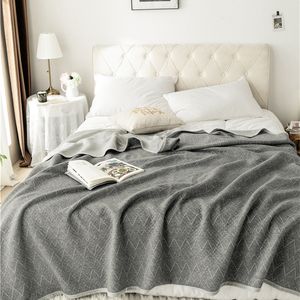 Stickad bomullsfilm sommar täcke Comforter Star Wave Stripe Hjortkasta sängkläder Täck upp för vuxna barn 200 * 230cm 201222