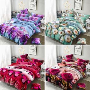 Sängkläder Set Luxury 3d Flower Butterfly Bedding Set Bed Sakduk Duvet Cover Pillowcase Cover Set Twin Queen size Bedspread Bedlineen 201120