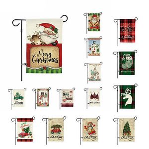 Christmas Garden Flags Double Side Printed Hanging Flag Linen Garden Party Decorative Banner Flags Christmas Decoration 16 Designs YG853