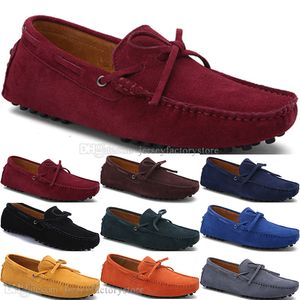 2071 New Fashion mens Scarpe casual in pelle Stile britannico primavera Coppia Genuine Peas Scrub uomo Drive Lazy man soprascarpe outdoor comodo traspirante nero giallo