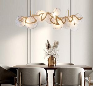جديد الحديث الذهب الثريا الإضاءة لغرفة الطعام الإبداعية الفاخرة المصقول الذهب والبرونز زجاج مصابيح جولة شنقا مصابيح