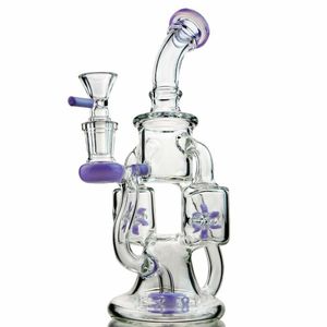 8,7-Zoll-Heady-Wasserpfeifen-Propeller-Percolater-Glasbongs 14-mm-Innengewinde mit Schüssel-Wasserpfeifen Doppelrecycler-Glasbongs