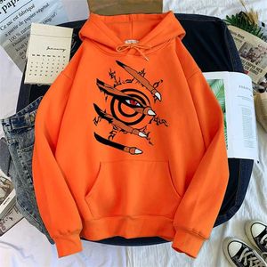 Męska bluza z kapturem HARAJUKU Anime Ubrania Kurama Ninjutsu Print Streetwear Hoodie