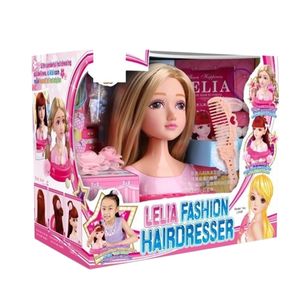 Cabelo estilo boneca realista cabeleireiro estilo treinamento treino prática de trança de cabelo fingir jogar brinquedo compõem presente para meninas - marrom lj201009