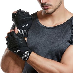 Мужские тренажерный зал перчатки бодибилдинга бодибилдинг, подъемные перчатки Crossfit Фитнес спортивные перчатки с наручными ремнями Q0108