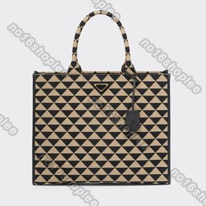 Symbole bestickter Stoff Große Prada Tote Tasche Designer Frauen Handtasche Schwarz Gelbe Mode Frauen Einkaufstaschen Geldbörse