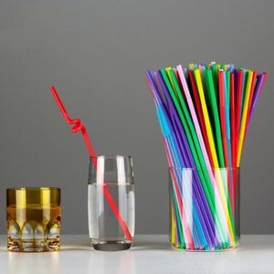 Färgglada dryckstrålar kreativ konst Plast Straw One-Time Bending Juice Drinks Long Straws Manual DIY Weaving Production