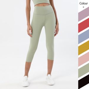 LU-42 Align Capris Yoga Leggings Gym Clothes Women Leggings Solid Color High Waist Fitness Gym Clothes Exercise Pants Workout Tights