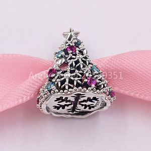 Andy Jewel authentische 925er-Sterlingsilberperlen mit Glitzer-Weihnachtsbaum-Charms, passend für europäische Pandora-Schmuckarmbänder und Halsketten 799226C01