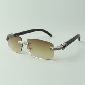 Designer micro-paved diamond sunglasses 3524026 with black wooden legs glasses, Direct sales, size: 56-18-135mm