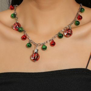 Pendant Necklaces Luxury Red Green Bell Crystal Women's Chocker Necklace Charm Cute Women Rhinestone Jewelry Christmas Gift