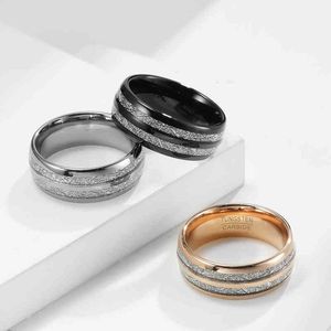 Ehe-band großhandel-Bandringe doppelte Nut Wolframstahl eingelegter Eis Seide Heiratsvorschlag Männer und Frauen Einfache Gold Paar Paar