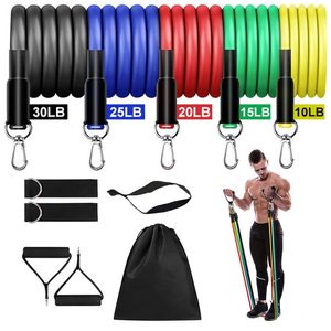 11 Pcs Set Latex Resistance Bands Crossfit Training Exercise Yoga Tubes Pull Rope Rubber Expander Elastic Fitness with Bag 220115
