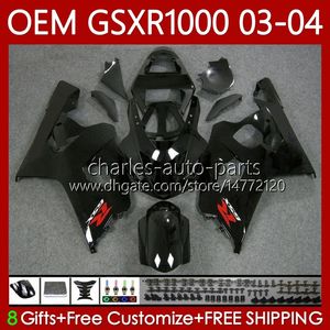 Corpo de molde de injeção para suzuki gsx-r1000 gsxr 1000 cc gsxr-1000 K3 2003-2004 bodywork 67No.100 k3 1000cc gsxr1000 03 04 GSX R1000 2003 2004 Fairings OEM Kit Black