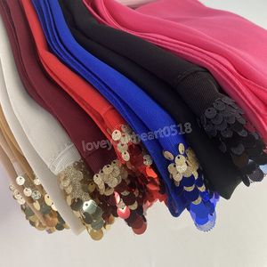 2022 Plain Premium Heavy Chiffon Hijab Sjaal Shinny Good Stitching Pailletten Dames Sjaals Hijabs Lange Sjaals Sjaals