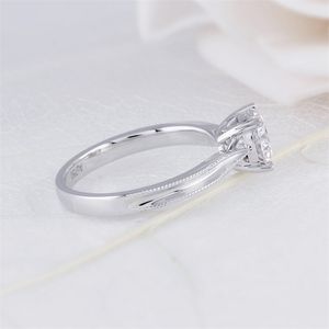 Transgems Solid 14k 585 Vitt guldengagemang för kvinnor 1CT CT F Color Ring Wedding Fine Jewelry Y200620