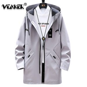 Marca Windbreaker jaquetas outono dos homens casuais longos trench casacos homens preto moda jaqueta com capuz roupas de bolso mais tamanho 201207