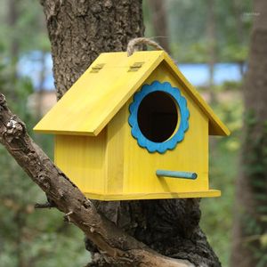 Trä pärla Sparrow Bird House Wood Nest Decoration Cage Boxoutdoor ZP4021507 Birdhouse burar