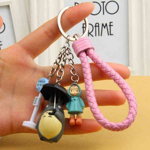 Cute My Neighbor Totoro Doll Keychain PVC Chinchilla Keyring Toy Fit Women Bag Accessories Miyazaki Hayao Comic Fans