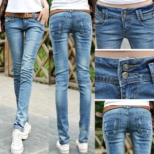 Moda Lápis Sexy Slim Fit Spring Summer Summer Woman Woman Woman Low Cisting Troushers Skinny Lady for Women Jeans Jeans Calça 201030