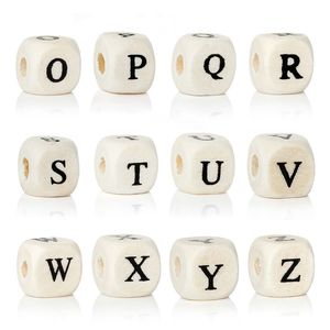 Doreenbeads „O” do „Z” z pojedynczym literą drewniane koraliki drewniane drewniane drewniane drewniane koraliki kostki naturalne alfabet/litera około 10 mm (3/8 