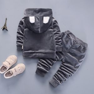 Mode barn pojkar tjej tecknad kläder kostymer baby sammet hoodies byxor 2st / sätter vår höst kläder toddler tracksuits lj200915