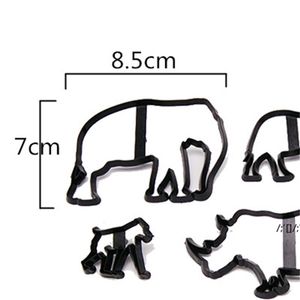 8 قطعة / المجموعة الحيوان القواطع كوكي العفن الأسود البسكويت فندان الزرافة / الأسد / قرد / فرس النهر / الكلب diy كعكة تزيين أداة CCD13559