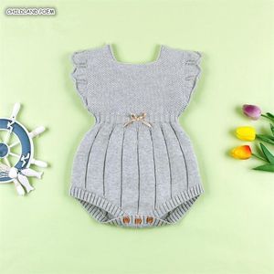 Knitted Clothes Winter Summer Ruffle Sleeve Cotton Newborn Rompers Infant Baby Boy Girl Romper Jumpsuit 201127