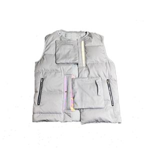 Thickened down vest in autumn and winter Fashion brand tight heater White Multi Pocket thermal outerwear