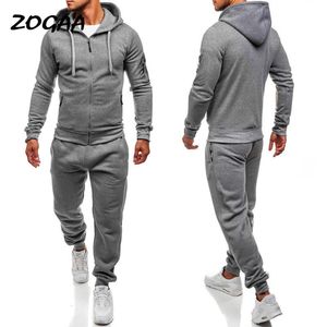 Men's Tracksuits Solid Color Fashion Sports Mens Suit Casual Hooded Loose Cardigan Trendy Youth Hoodies Tracksuit Oversizes