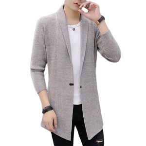 Mens Autumn and Winter Sweaters Men's X-long Knitted Jackets Men Long Style Cardigan Solid Color Sweatercoat 211221