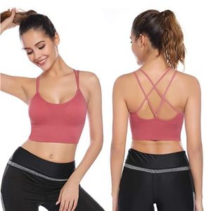 Women Strappy Sports Bras Brathable Sport Tops Push Up Yoga Bra Female Gym Fitness Underwear Weightlifting Seamless Sexy Crisscross Workout Fitness Tank Top