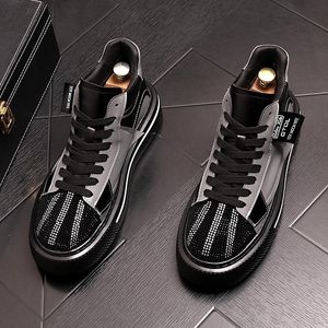 New style Luxury Men's High Hip-Hop Casual Shoes Men Black Fashion rhinestone Italy Fashion Dress Shoe leisure Driving Loafers